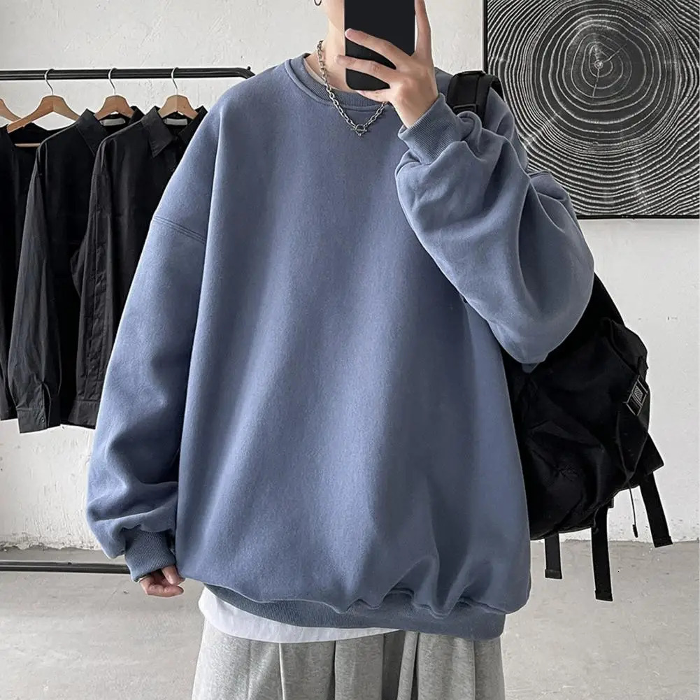 Men Fall Sweatshirt Pullover Cozy Unisex Thick Warm Stylish Mens Fallwinter Top for Couples Loose 250224