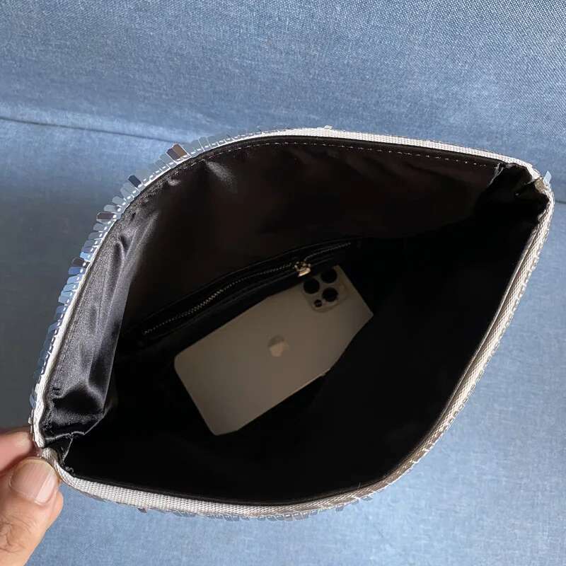Lady Clutch Shiny Evening Bag For Women Designer Hand Purse 2023 New In PVC Sliver Sequins Mosaic Foldable Small Underarm
