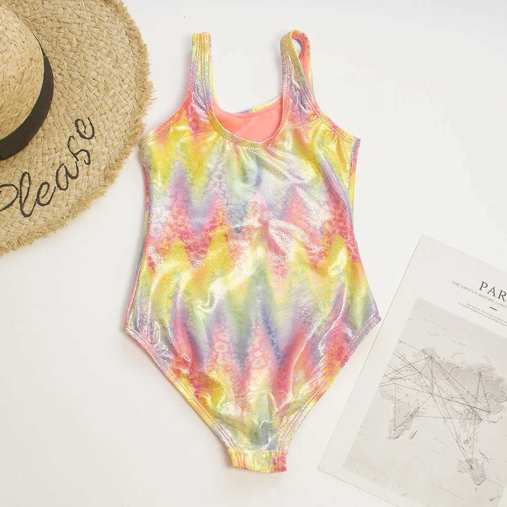 New Bow Deco Children Girls Kids Swimwear Shinning Gradient One Piece Swimsuit Summer Child Beachwear Baby Bathing Suit Monokini X250224