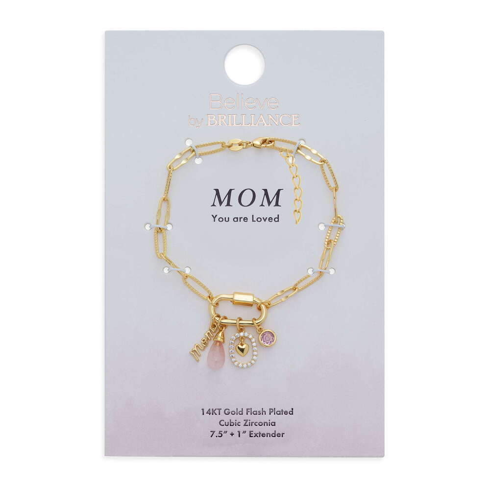 liance Women s Gold Plated Carabiner Charm Mom Bracelet