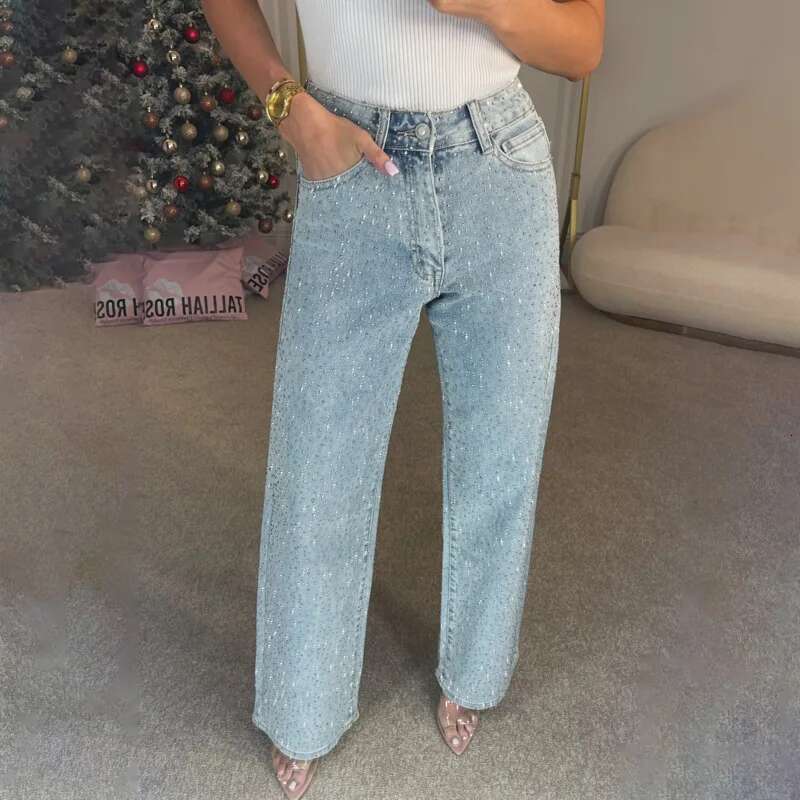 Women's Wear EAEOVNI Street Y2k Women's Jeans High Waist Fashion Dias Spliced Design Long Denim Trousers Spring New