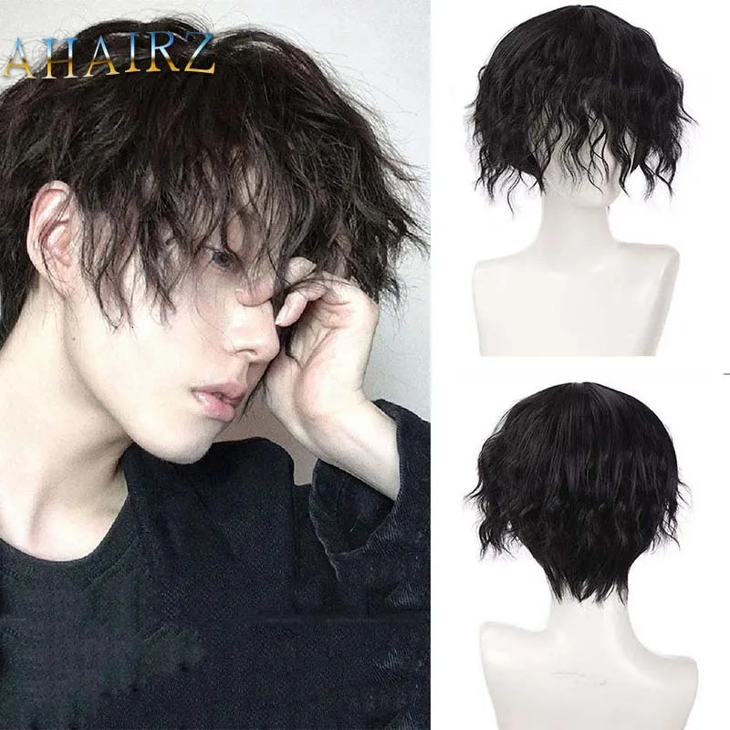 Synthetic Short Wig Black Blonde Brown False Hair Daily Party Cosplay Wigs for Man Boy High Temperature Fiber 250224