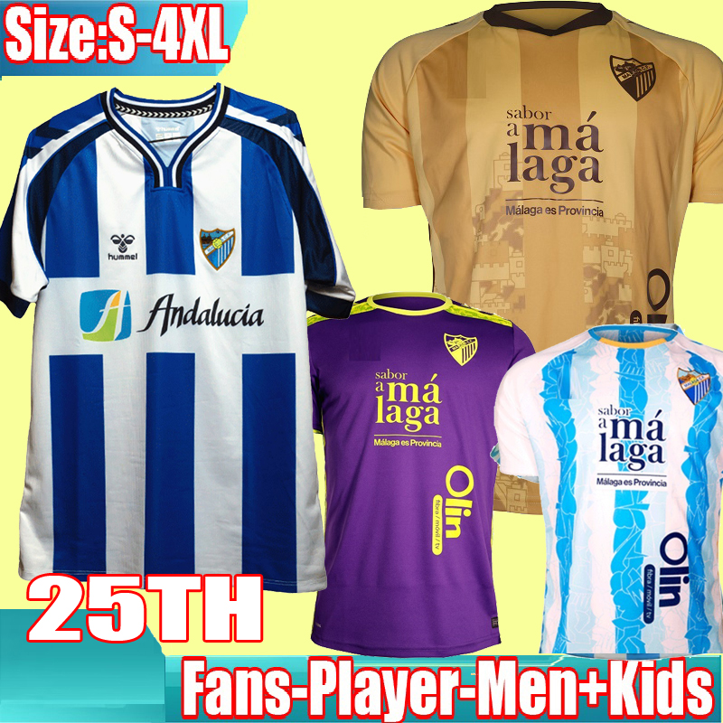MALAGA CF soccer jersey 25TH anniversary Kids Kit remake RETRO 24/25 Home Away Football Shirts Men BUSTINZA M. JUANDE RAMON FEBAS ALEX GALLAR