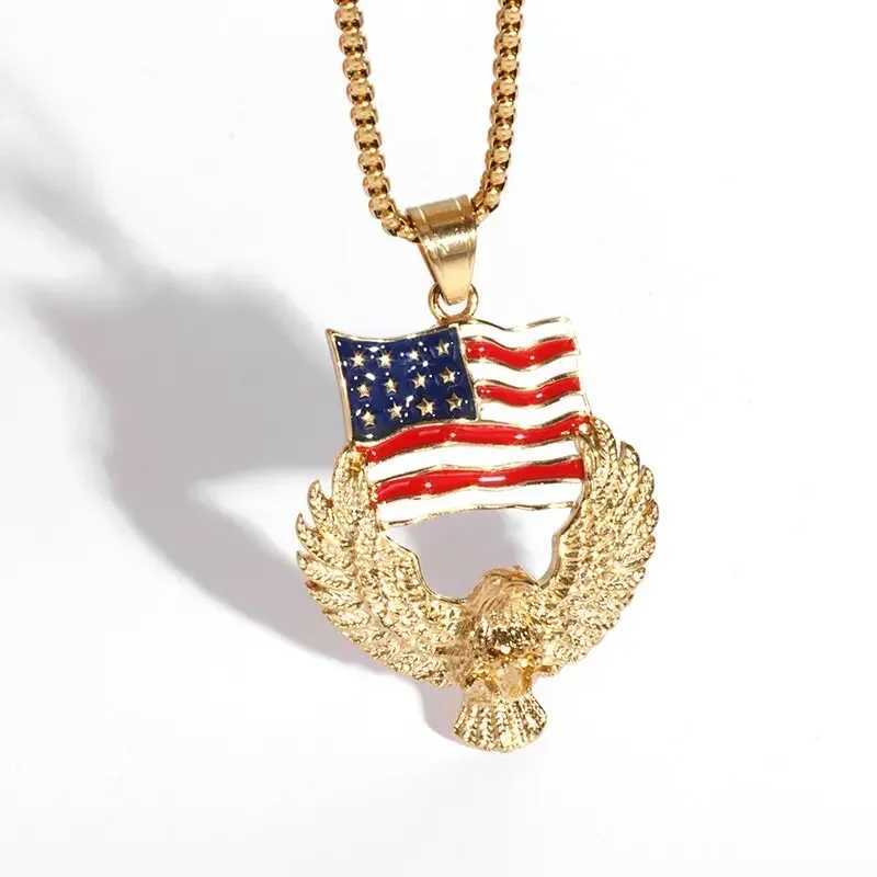 Vintage Flag Necklace Pendant Mens Hip Hop Rock Party Jewelry X250224