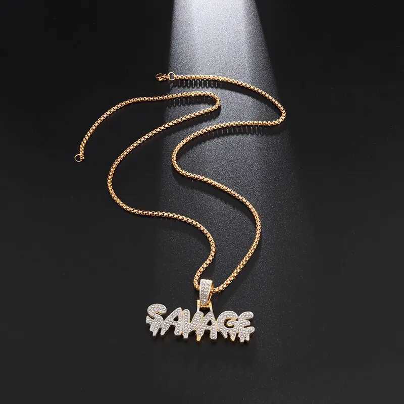 Hip Hop Out Alphabet Savage Pendant Necklace Cool Mens Bun Hip Hop Rock Rap Jewelry Gift X250224