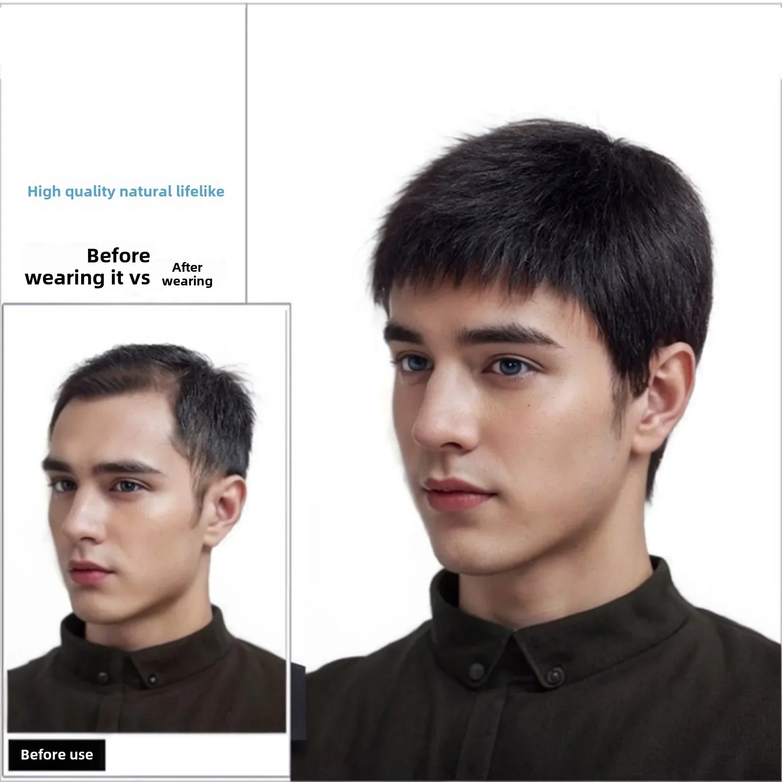 Mens Human Hair Fake Swiss Lace Mens Wig Hair Durable Mens Capillary Prosthetics Handmade Indian Hairpin Replacement System 250224