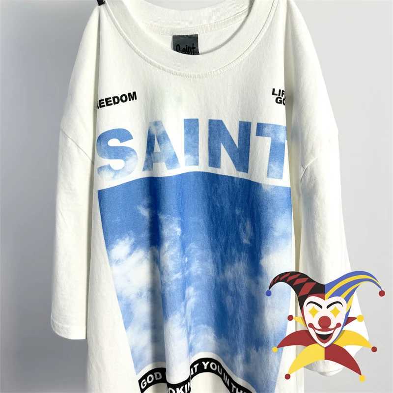 New Saint Sky Print T-Shirts Best Quty Oversized Vintage Washed Black T Shirt T Tops X250224