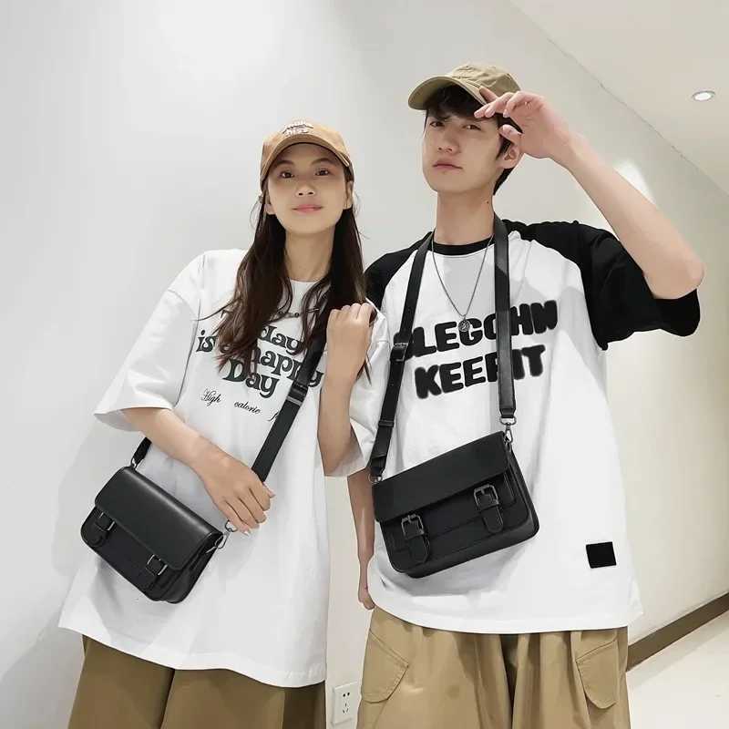 Vintage Messenger Bag for Man Black Pu Leather Casual Small Flap Phone Purse Male Crossbody Shoulder Strap Satchels bag men bag Z250225