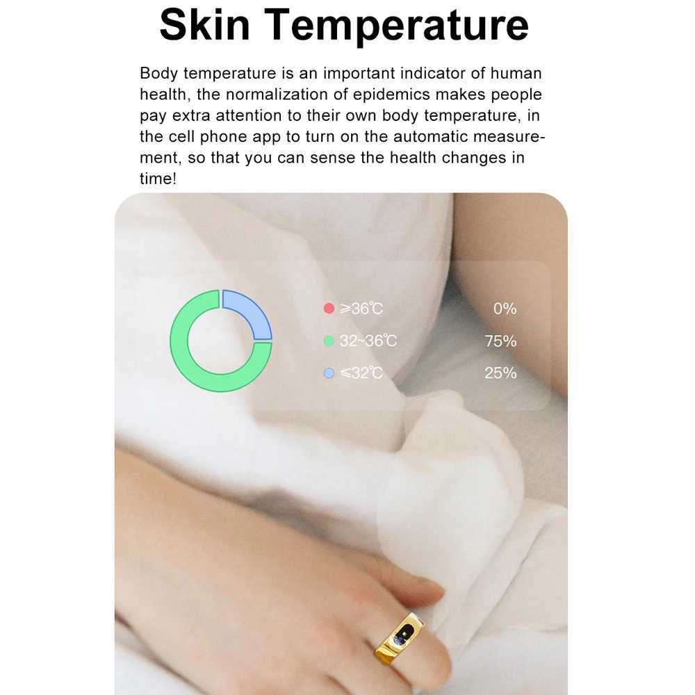 New R08 Smart Ring Men Women Charging Case Skin Temperature Health Monitor 5ATM Waterproof Music Video Control Rings Finger W250225