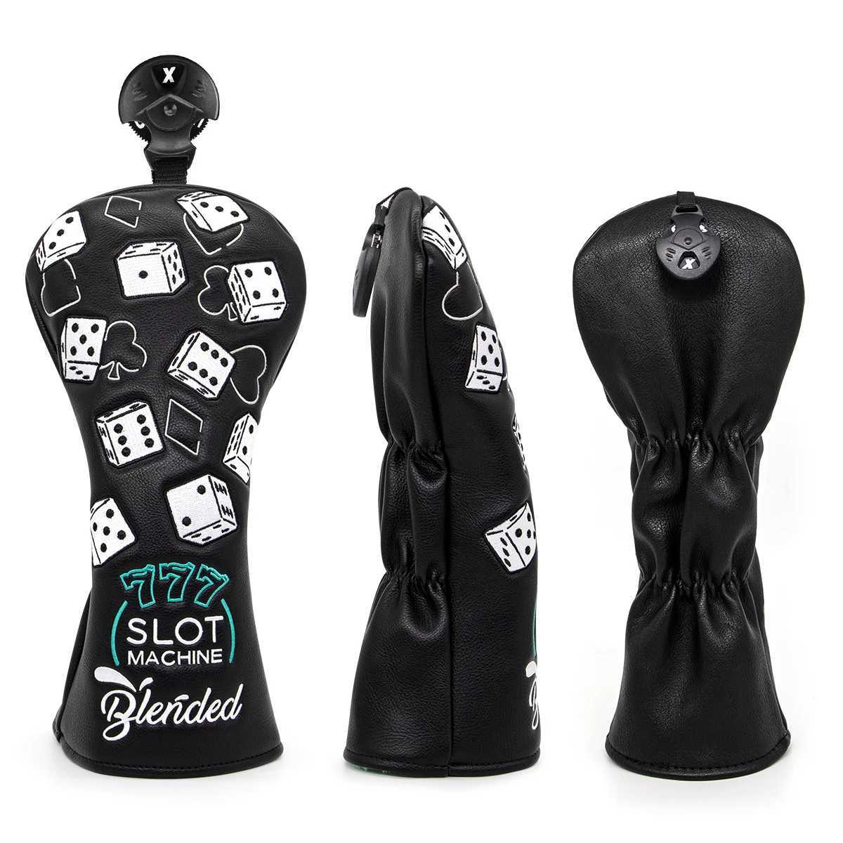 cts 777 Lucky Dice Golf Club Head covers Black Premium Leather Head Covers Set Headcovers for Driver Fairway Hybrid Wood Head covers S25225