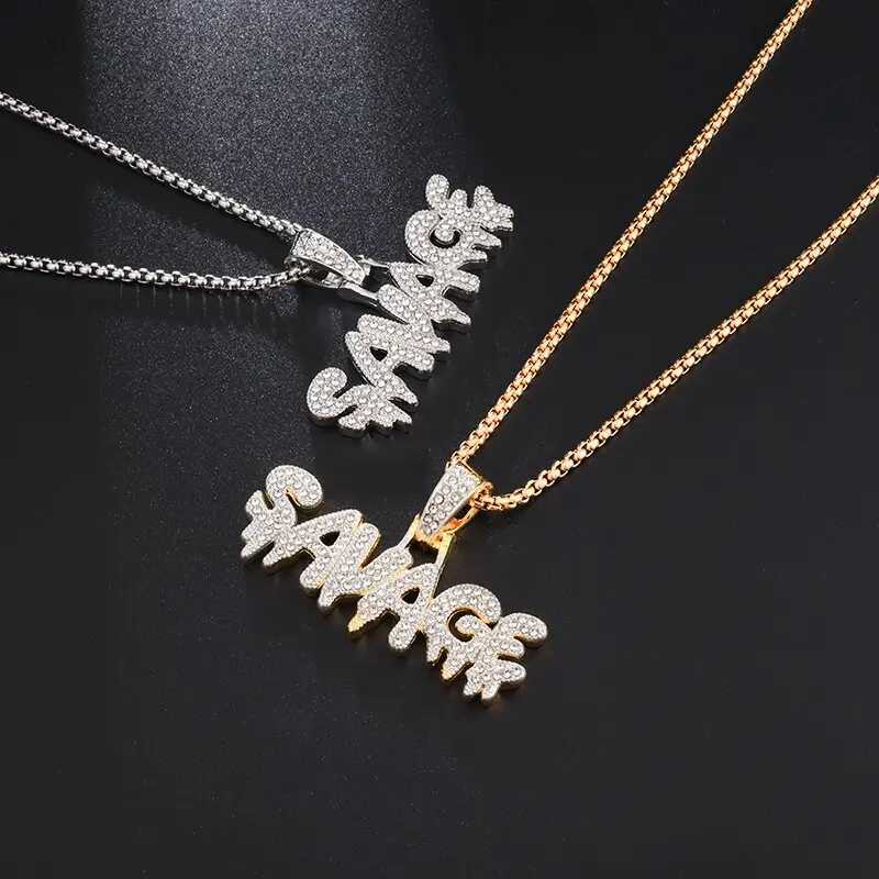 Hip Hop Out Alphabet Savage Pendant Necklace Cool Mens Bun Hip Hop Rock Rap Jewelry Gift X250224