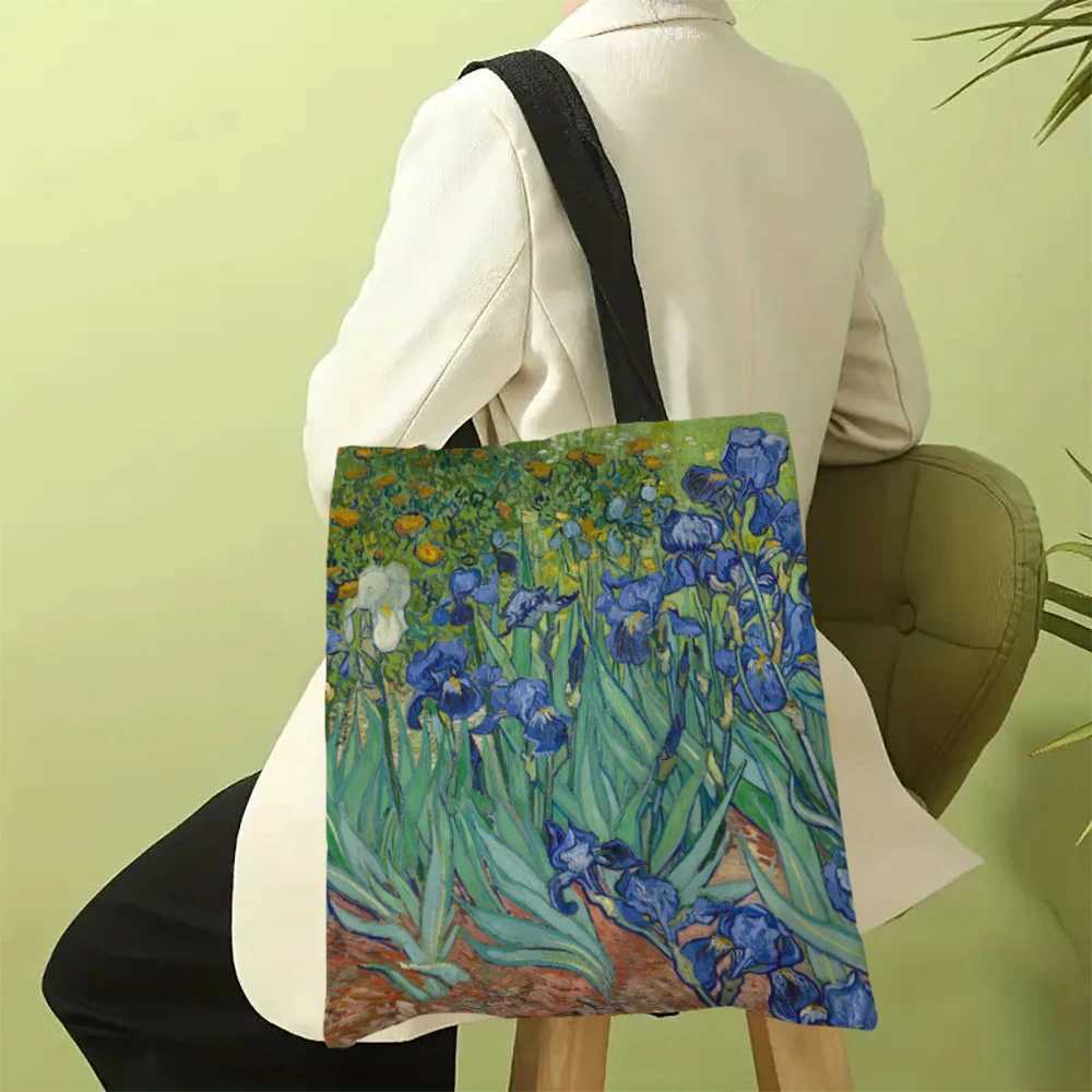 Canvas Bag The Van Gogh Series Print Canvas Bag Lightweight Shoulder Bag Versatile Shopper Bag Holder Handbag Z250224