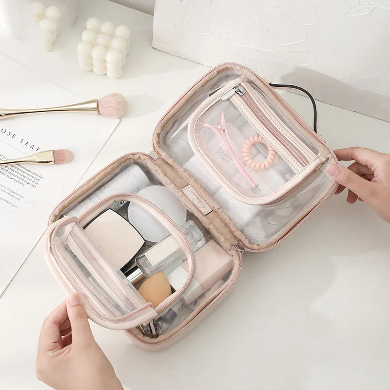 Storage Waterproof Cosmetic Bag Double Layered Makeup Brush Storage Multifunctional Large Capacity Lady Travel Clear Makeup Bags 250224