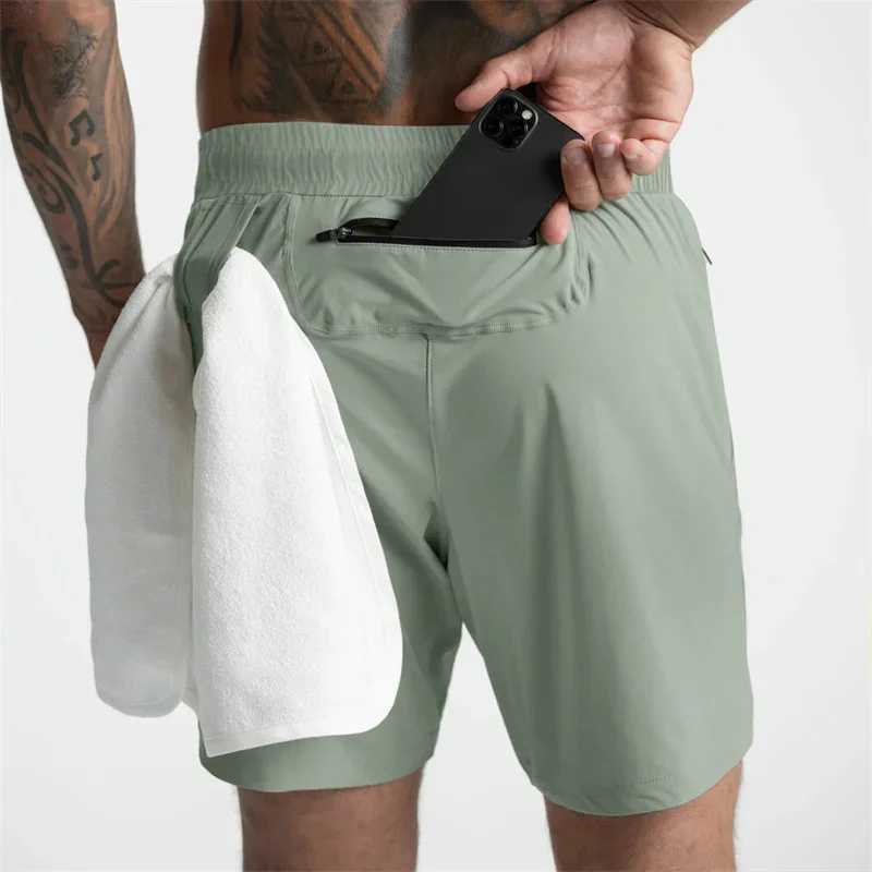 2025 Summer Mens Shorts Single-Layer Quick Dry Solid Color Casual Sports short Pants men Running Zip pocket brand sweatpantsT250224