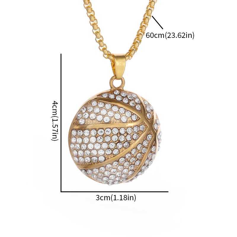 Iec Out Zirconia Basketball Pendant Necklace for Men Personali Punk Cool Rock Rap Party Hip Hop Jewelry Accessories X250224
