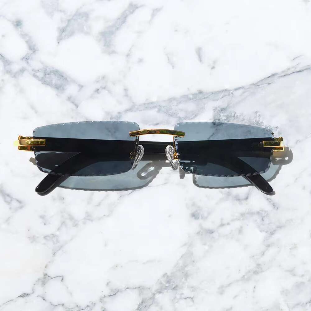 Wholesale Newest Rectangle Sun Glasses Men Rimless Sunglasses 2022 Custom