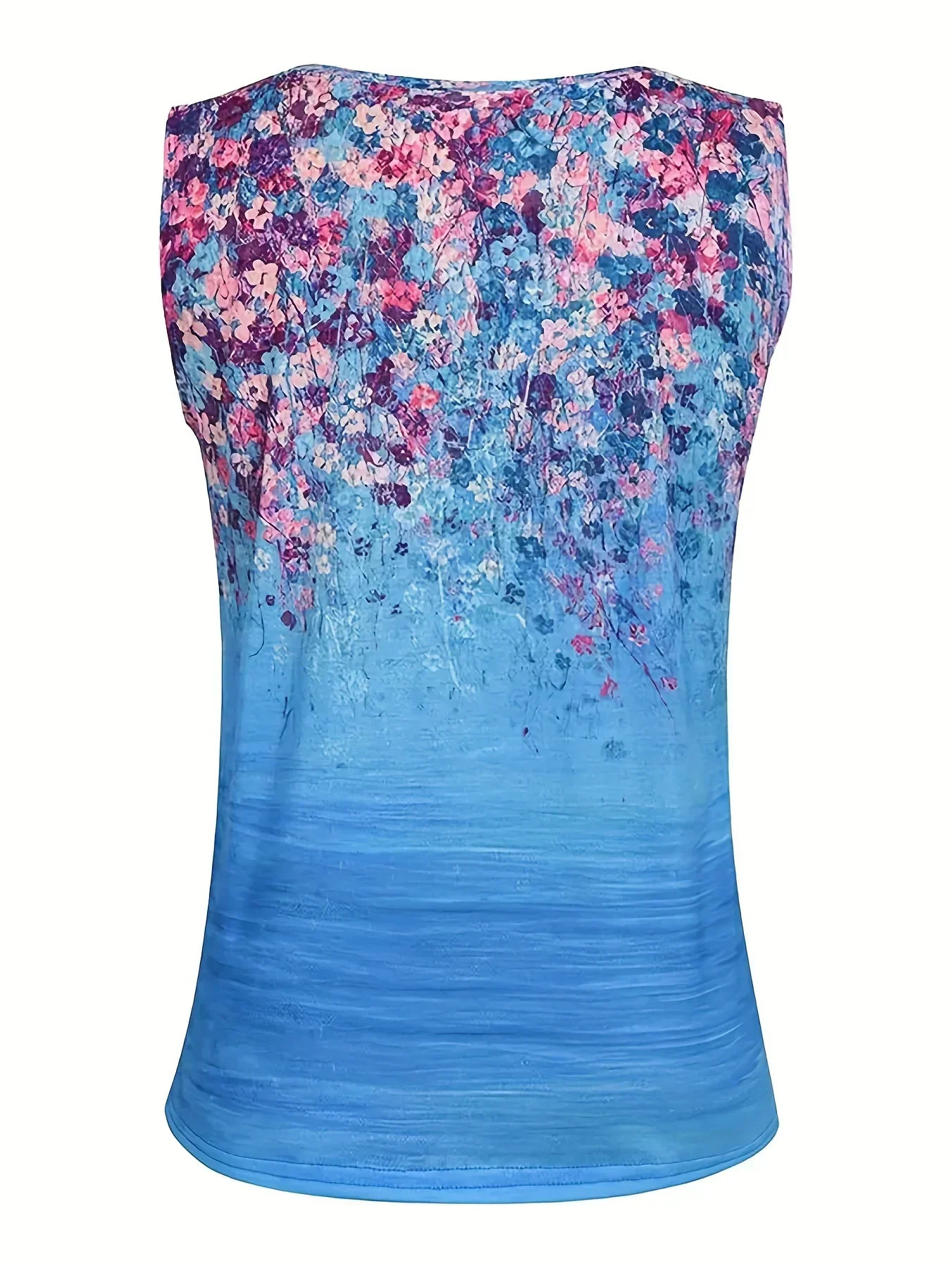 Plus Size 1XL-5XL Summer Fashionable Womens Top Casual V-neck Printed Simple Sleeveless Vest Versatile Loose and Elegant Vest 250224