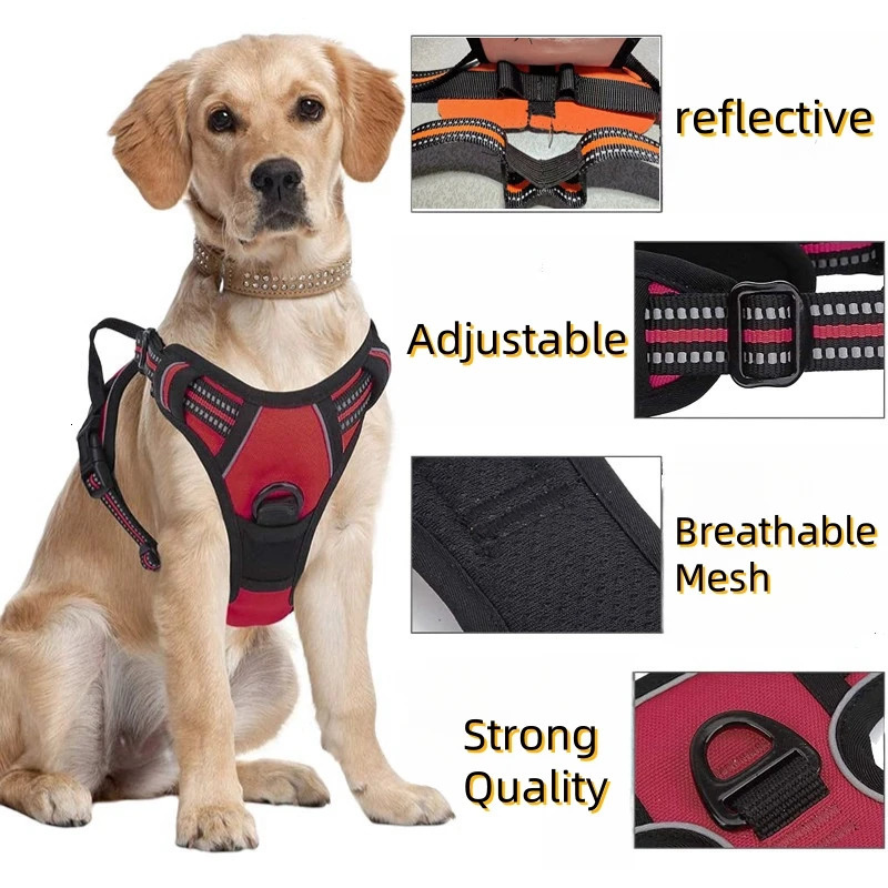 No Pull Dog Harness Large Dog Harnesses Heavy Duty Reflective Easy Control Handle for Large Dog Walking Medium Dogs Pet Supplies 250224