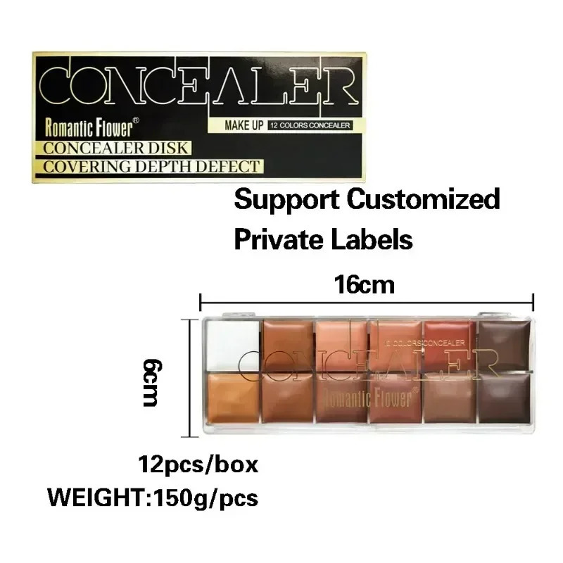 12 Color Concealer Palette Nude Contour Concealer Dark Skin Waterproof Full Coverage Foundation Makeup Cover Face Foundation 250222