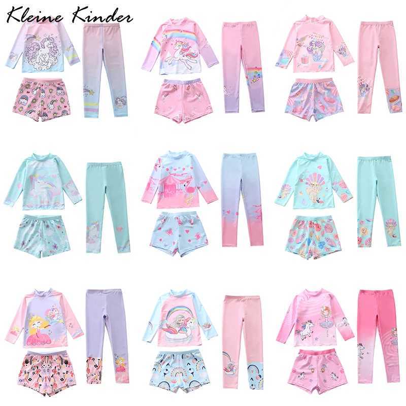 Girls swimsuit Sunscreen UPF50 CHIldrens swimsuit long sleeved print beachwear CHIldrens swimming swimsuit 4-12 years old X250224