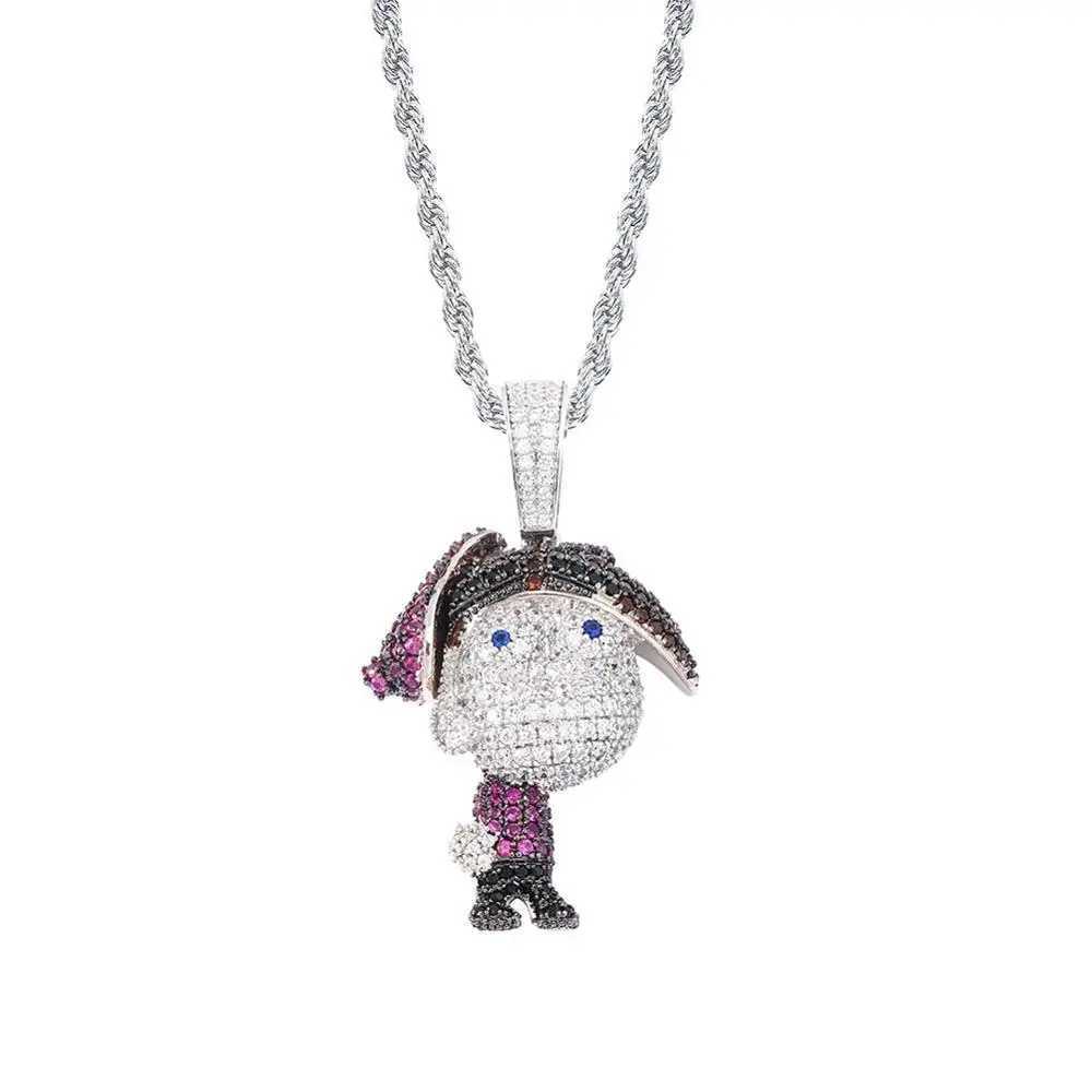 4 AAA Cubic Zirconia Paved Bling Out Villain family Cartoon Timmy Pendants Necklace for Men Hip Hop Rapper Jewelry X250224