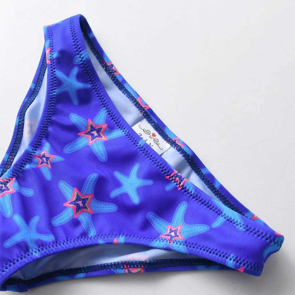 DXTON girls swimsuit summer starfish print 2-piece bikini set shoulder girls swimsuit childrens beach wear swimsuit X250224