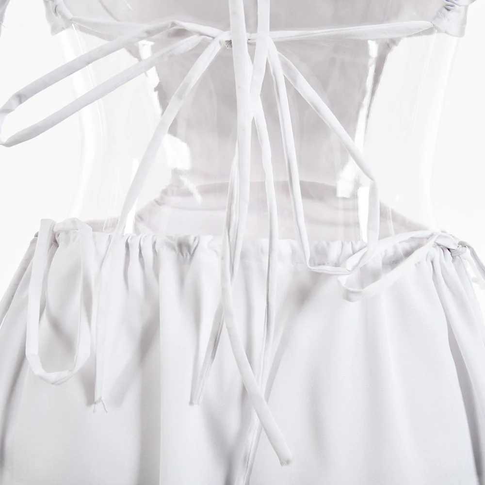 Y2k Europe and America new summer top womens tr sexy stitch hollow tube top lace bubble sve sling dress spice girl laceXJ250224