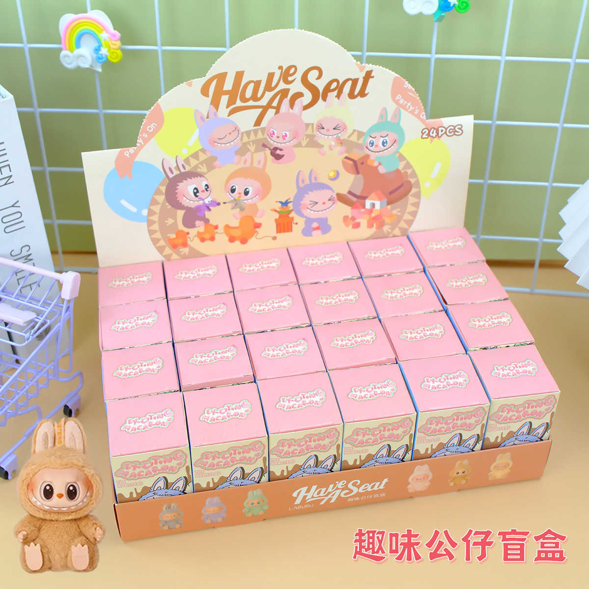24 boxes of LABUBU canvas blind box figurine pendants cute keychains elementary school prize toys Z250225