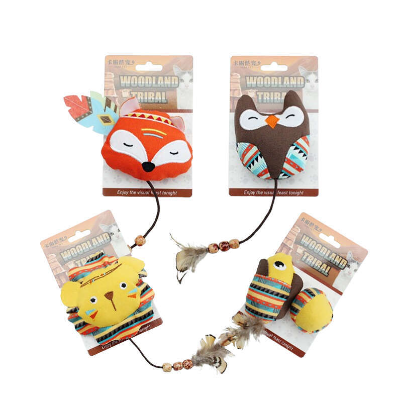 DHpet Jungle Animals, Bite Resistant Caip Toys, Interactive Cat Kicker Toys for Indoor Cats, Promotes Kitten Exercise, 3.5 Inches