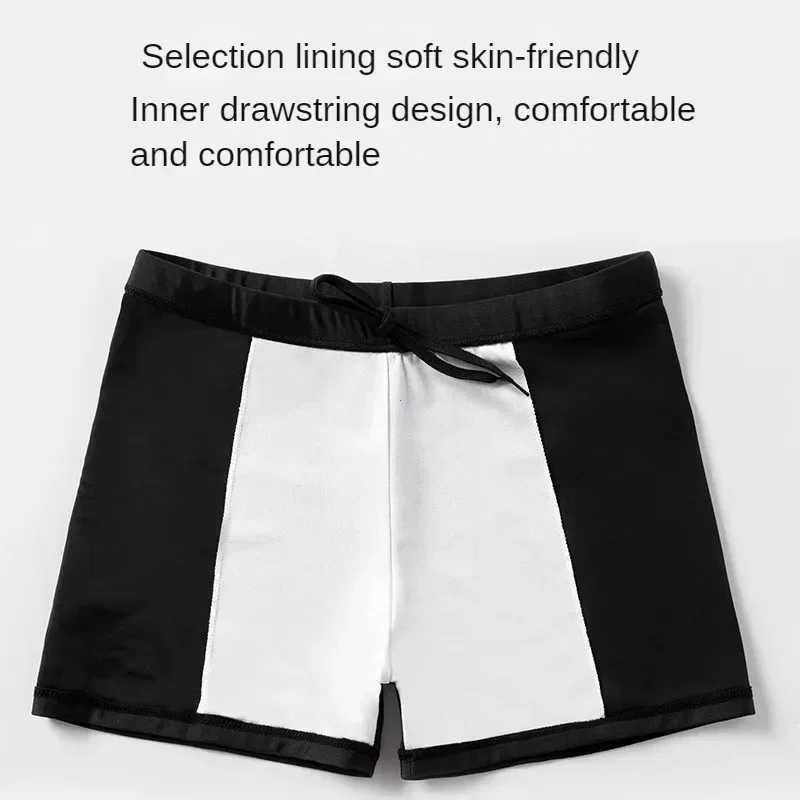Mens high waisted breathable swim dry quick drying adult swimsuit comfortable lining swimming pool hot springXJ250224