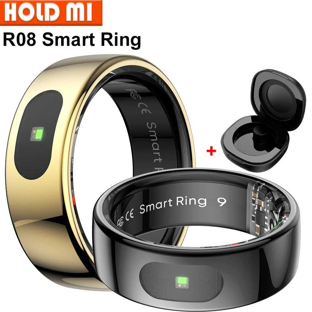 New R08 Smart Ring Men Women Charging Case Skin Temperature Health Monitor 5ATM Waterproof Music Video Control Rings Finger W250225