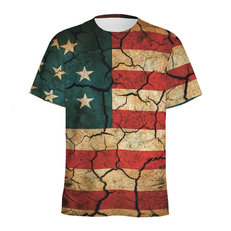 USA American Flag TShirts 3D Print Men Women Vintage Casual T Shirt Short Sleeve Oversized Harajuku Y2k Tops Tees Kids Clothing 250222