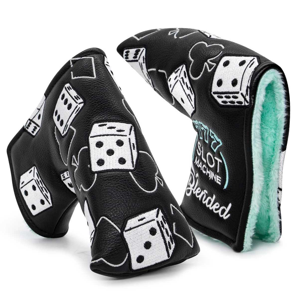 cts 777 Lucky Dice Golf Club Head covers Black Premium Leather Head Covers Set Headcovers for Driver Fairway Hybrid Wood Head covers S25225