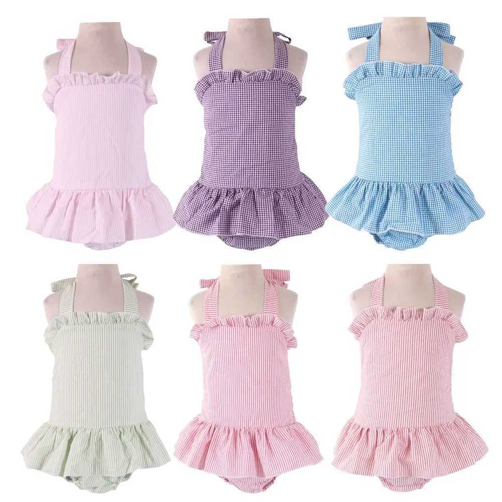 Cute One Piece Toddler Baby Girls Swimsuit Summer Seersucker Matching Boys Swim Trunks Shorts Beach Kids Bikinis Swimwear X250224