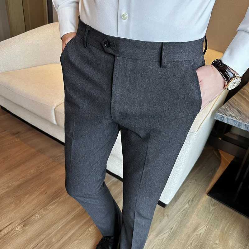 SIZE 28-44 High-end Brand Boutique Real-time Solid Color Mens Casual Business Suit Pants Luxury Mens Slim Casual Trousers W250225