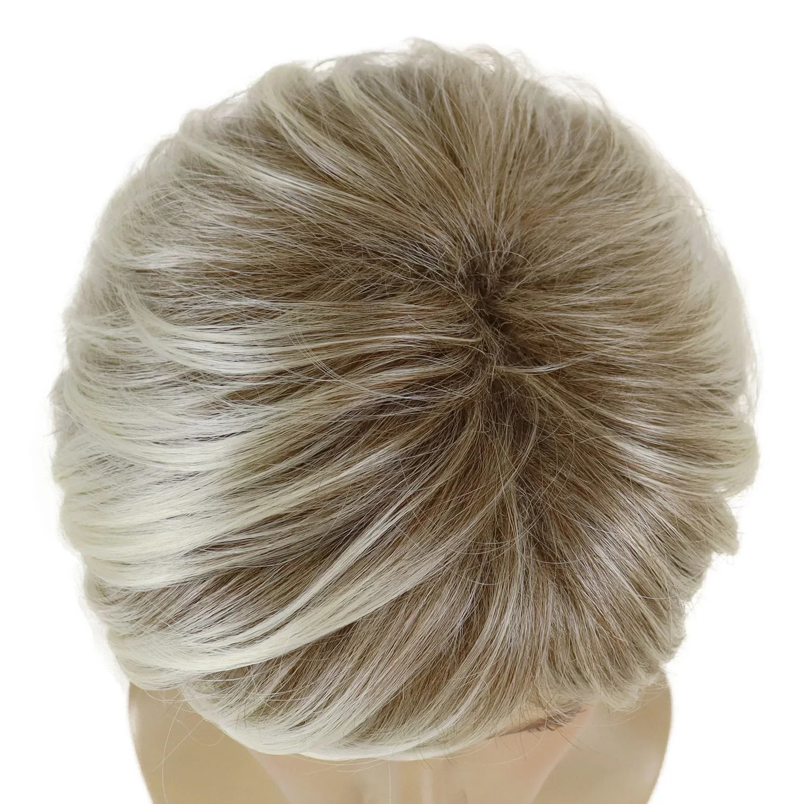 Synthetic Ombre Blonde To Brown Layered Wig with Bangs for Men Short Straight Hair Heat Resistant Natural Daily Party Man Wig 250224