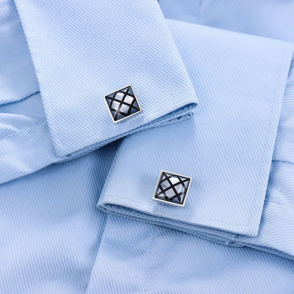 Mens mother of pearl cufflinks silver 250220