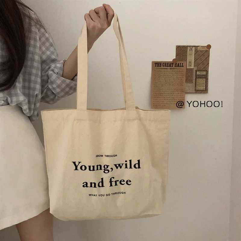Armpit Large Capacity Shoulder Bag Korean Simple Casual Canvas Bag Students Large Capacity Letter Shoulder Canvas Bag Z250224