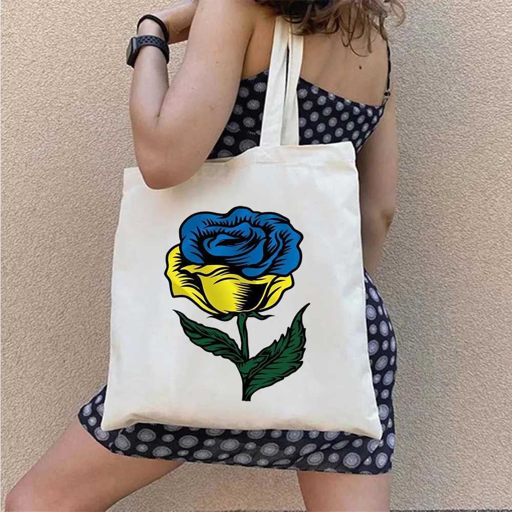 Ukrainian Girl Shopping Handbag UKRAINI Flag Womens Casual Large Capacity Tote Bag Female Harajuku Canvas Shopper Shoulder Bags Z250224
