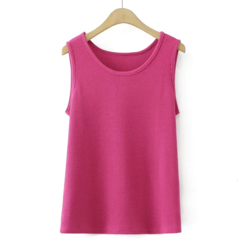 4XL Plus Size Basic Tank Top Women Spring Summer Waffle O-Neck Sleeveless Bottoming Vest Oversize Curve Clothes 250224