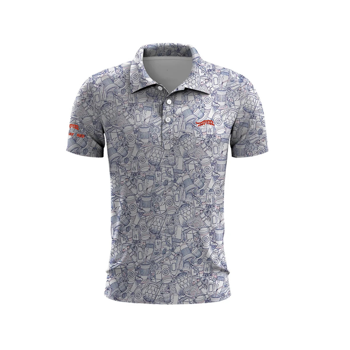 Golf Random Pattern Mens Summer Golf T-Shirt Top Quick Dry Golf Club Button Up T-Shirt Polo Shirt y2k Clothing Lapel 250225