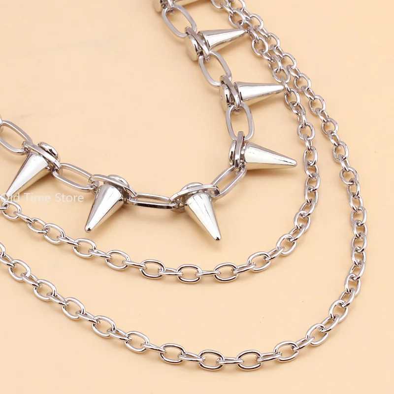 New Hip-hop Punk Metal Rivets Pants Chain Multi-layer Waist Chain Dr Up Pants Hundred With JewelryXJ250224