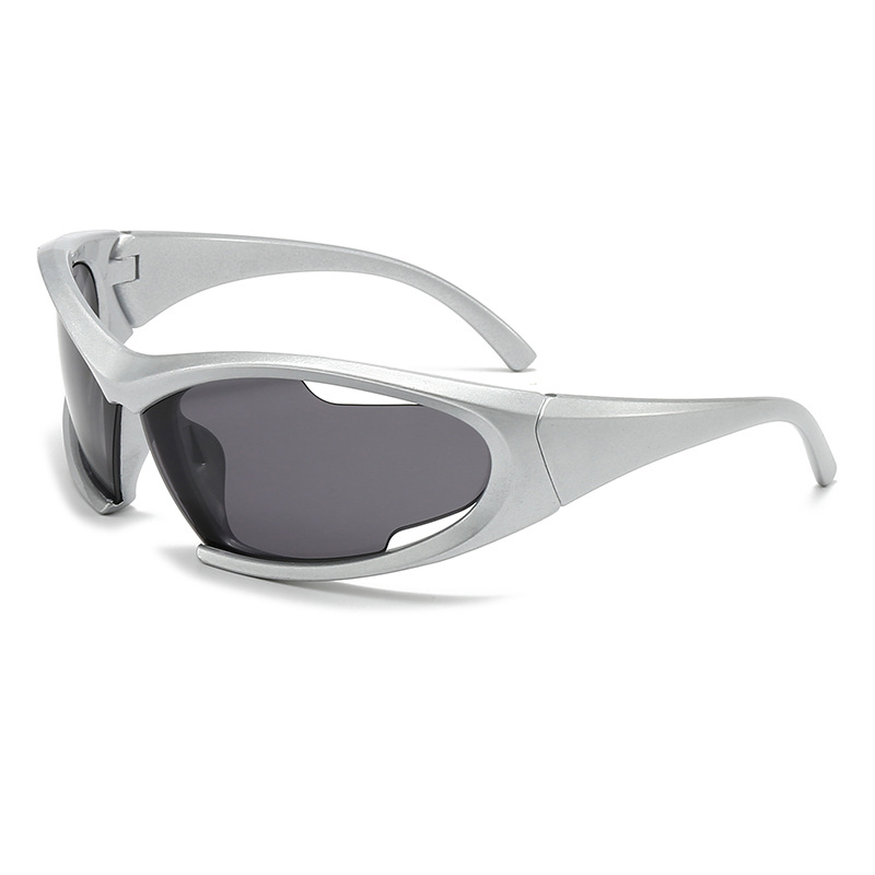 2025 new Y2K cycling glasses for men, stylish sunglasses with a futuristic look, European and American hollow decoration, trendy sun glasses.