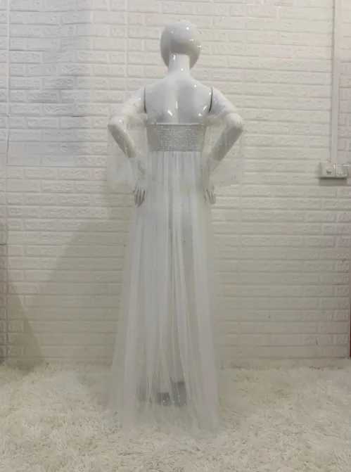 Maternity Photography Props Dress Dense Pearl White Yarn Maternity Photography Clothing Babyshower Gown Photo Shoot Pregnant X2502241