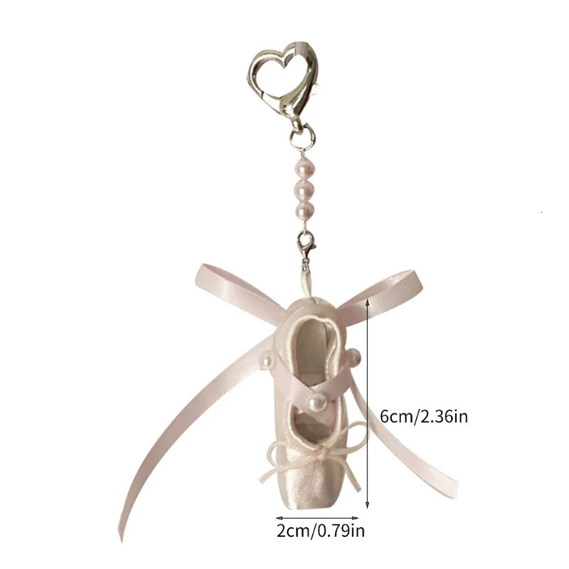Pearls Ballet Shoe Pendant Keychain Ribbon Bowknot Bag Charm Car Keyring Hangings Ornament for Backpack Handbag Decors 250224
