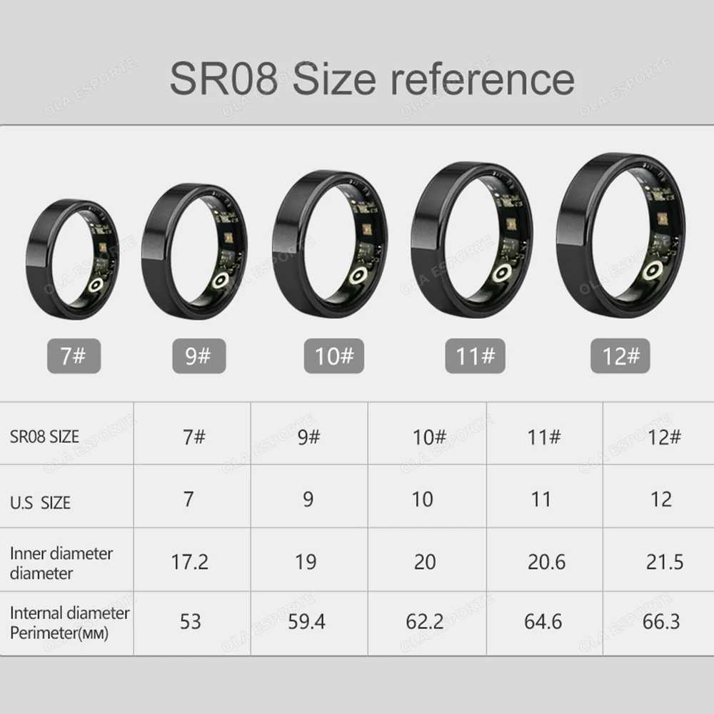 New 5ATM Waterproof Smart Ring Men Women Temperature Detection Health Monitoring Pressure Measurement Gesture Control Smartring W250225