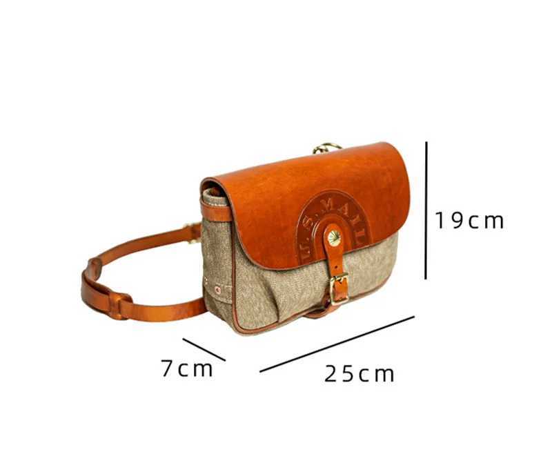 Fashionable high-quality canvas genuine leather mens messenger bag casual luxury designers real cowhide shoulder cross bag Z250225