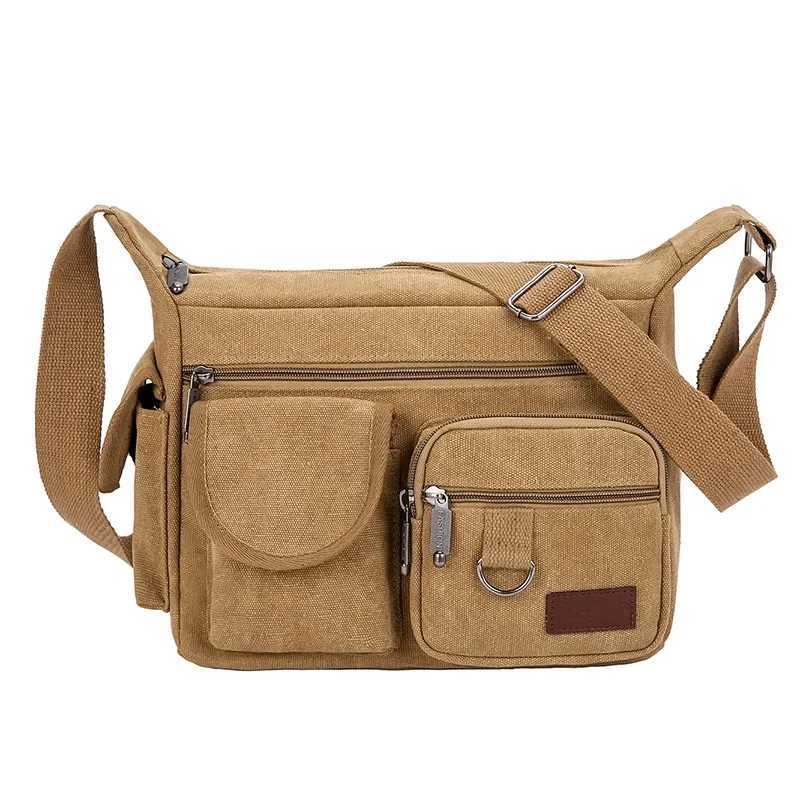 Business messenger canvas bag casual mens express bag mens backpack large capacity tilted shoulder bag Z250225
