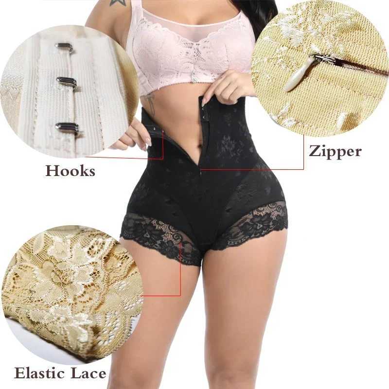 GUUDIA Body Shaper Panties Lace Jacquard Sexy Mesh Shapewear Briefs High Waist Hook Zipper Elastic Shapers Tummy Control Girdle M250225