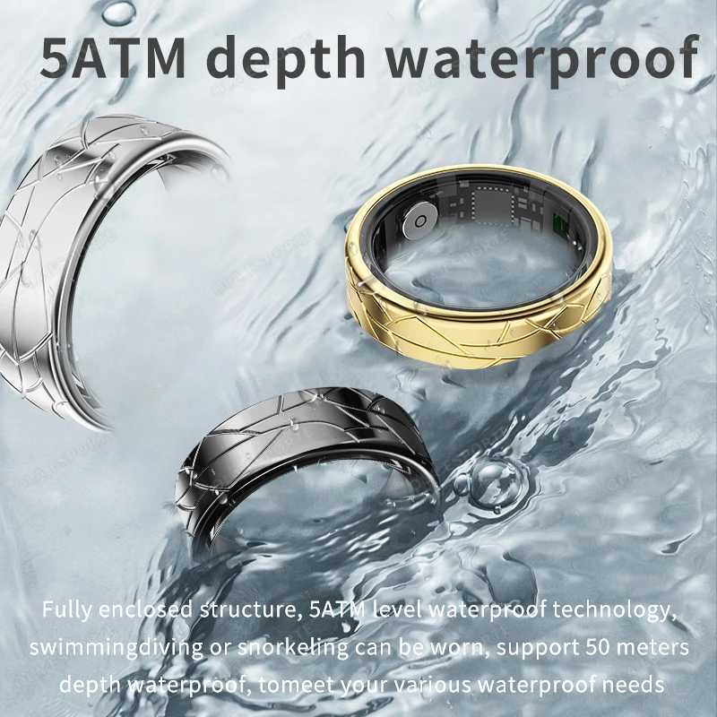 New Smart Ring Military Grade Titanium Steel Shell Health Monitor Photo Control IP68 5ATM Waterproof Multi-sport Modes SmartRing W250225